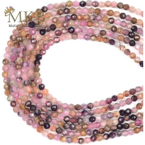 Faceted Colorful Tourmaline Natural Gemstones Beads For Jewelry Making 2 3 4mm Small Loose Beads Diy Bracelet Accessories 15