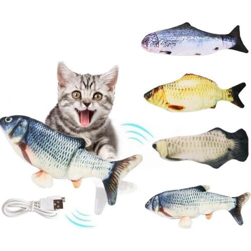 Electronic Cat Toy Electric USB Charging Cute Simulation Fish Toys for Cat Pet Chewing Playing Biting Cats Wagging Toy
