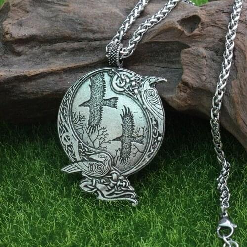 Lanseis 1pcs Odin Raven Pagan Symbol pendant Viking men Norse Gods necklace Celt Norse Rune jewelry