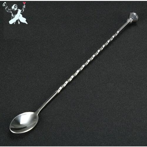 304 Stainless Steel Cocktail Bar Spoon 29cm Disc Tail Drink Mixer Bar Mixing Cocktail Layering Bar Spoons
