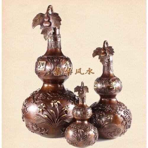Copper ornaments boutique copper gourd calabash four Home Furnishing Feng Shui meilanzhuju copper hyacinth
