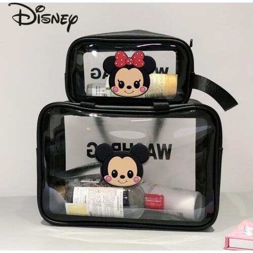 Disneys New Mickey Mouse Cosmetic Bag Large Capacity Portable Travel Cute Transparent Waterproof Wash Lipstick Storage Bag