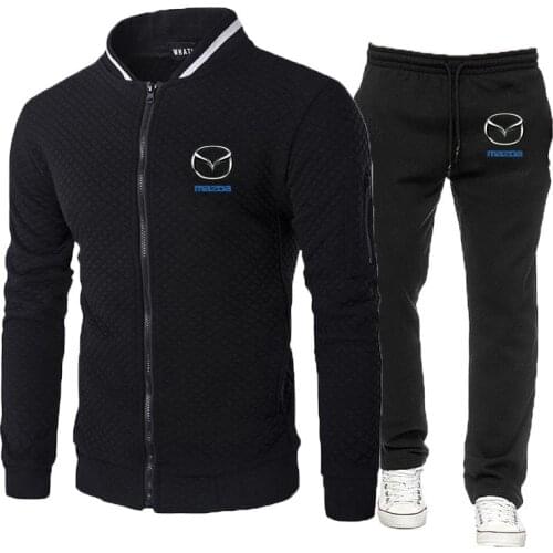 Mazda Logo 2021 New Mens Fashion Hoodie Sportswear Men Clothes Jogging Casual Tracksuit Mens Running Sport Suits+Pant 2Pcs Sets