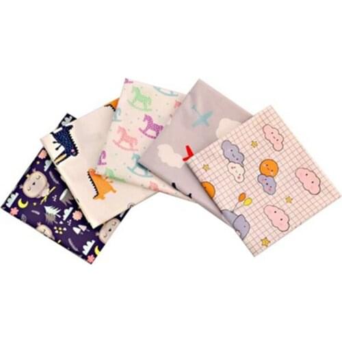 Summer New Product Twill Cotton Printed Patchwork Fabric Cartoon Diy Handmade Patchwork Bedding Fabric 5 Pieces 25*25cm/Pcs