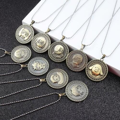 The Seven Deadly Sins Anime Necklace Meliodas Retro Coin Pendant Neck Chain Vintage Gowther Choker Charm Gifts Jewelry Collares