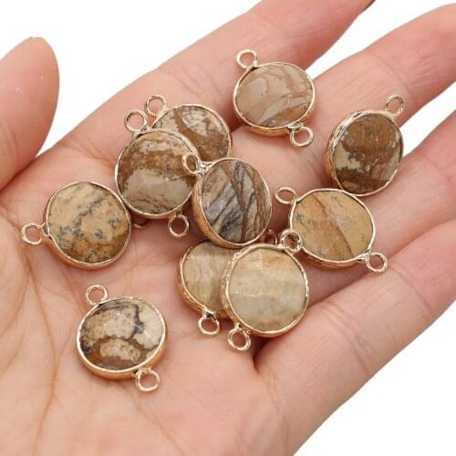 Natural Stone Pendant Gold-plated Faceted Pendant Connector for Jewelry Making DIY Necklace Bracelet Accessories
