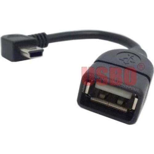 Supply Straight Elbow black 0.1M USB 2.0 USB-A female to Mini USB male Tablet MP4 car OTG data line charger cable