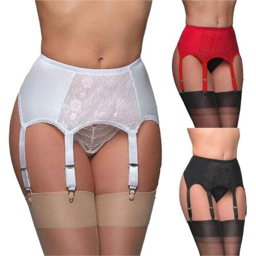 Vintage High Waist Garter Belt Mesh Suspender Belt 6 Straps Garter Belt for Thong Stocking Plus Size S-xxl