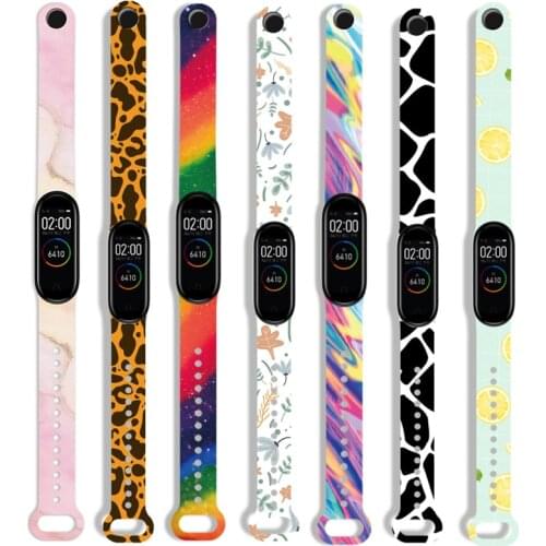 Colorful flowers Print Strap For Xiaomi Mi Band 5 4 3 Silicone Wristband Bracelet Replacement For MiBand 6 Men Women Wrist Strap