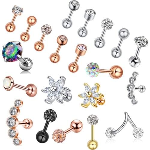 16G Star Helix Ear Cartilage Earrings Stud Ear Lip Piercing Oreja Clear Gem Paved Tragus Piercing Earring Pircing Jewelry Diath