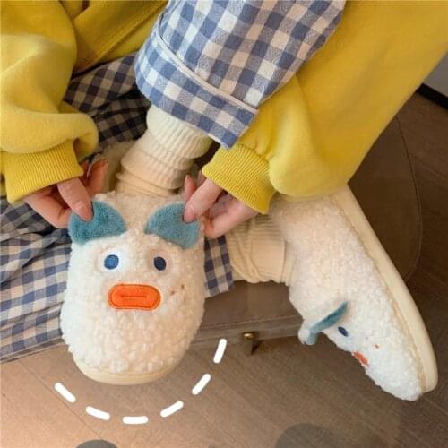 Korean Cute Warm Slippers kawaii cartoon animal Home Flat Plush Slippers Comfy Fuzzy Slippers for Women Girls