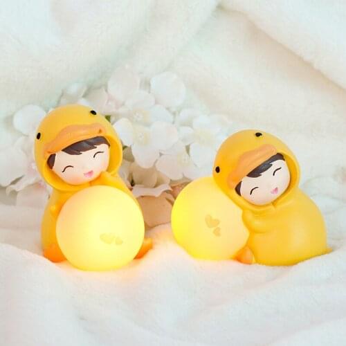 Cute LED Nightlights Yellow Duck Appease Glow Night Light Feeding Light Bedroom Decor Child Toy Kids for Birthday Present Gift