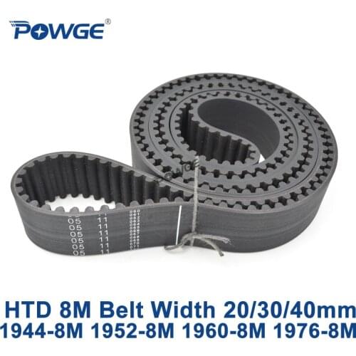 POWGE HTD 8M synchronous Timing belt C=1944/1952/1960/1976 width 20/30/40mm Teeth 243 244 245 247 HTD8M 1944-8M 1952-8M 1960-8M