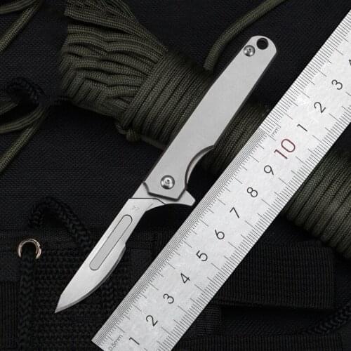 EDC Titanium Alloy Handle Folding Knife Paper Cutting Art Blade Cutting Knife Outdoor Camping Pocket Hunt Knife Tools