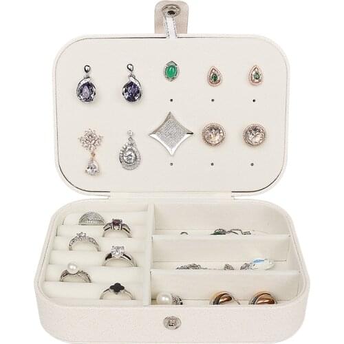 2020 New Concealed Small Bag Orange Beige Multifunctional Jewelry Ring Necklace Earring Storage Box Built-in Card Slot Removable