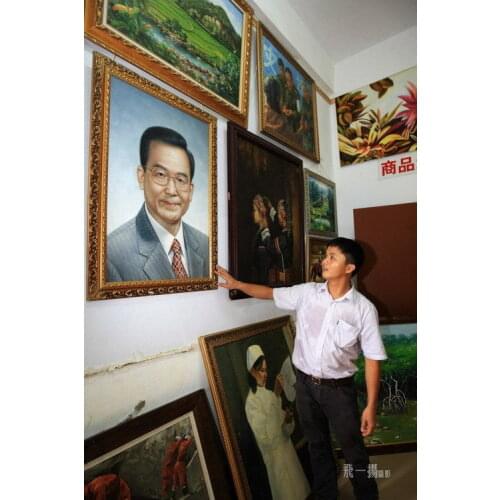 TOP ART painter Custom Service father mother child Photo picture Portrait high quality OIL painting-24" inches-Free ship