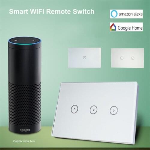 Smart Home 10A/Gang Wifi Smart Switch US 1/2/3 Gang Touch Panel Wireless Remote Wifi Light Switch Works With Alexa Google Home