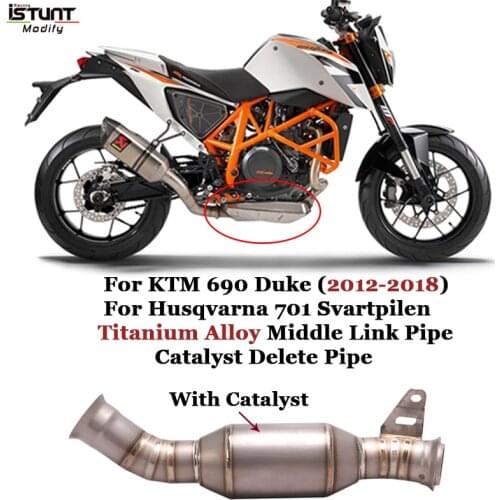 For KTM 690 Duke 2012-2018 Motorcycle Exhaust Modified Titanium Alloy Catalyst Delete Middle Link Pipe Husqvarna 701 Svartpilen