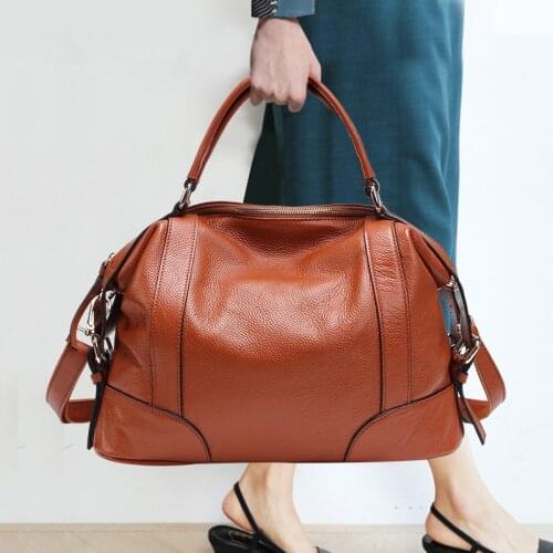 New Genuine Leather Women Handbag Female Business Briefcase Head Layer Cowhide Bag Ladies Shoulder Messenger Bags Large Capacity