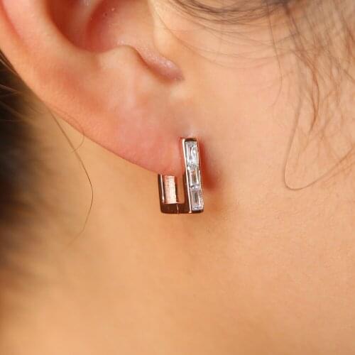 New arrived Square Zircon Stud Earrings woMen styles Classic tiny Ear Studs Rose Gold Color stud Earings Fashion Jewelry Brincos