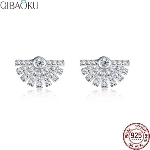 Real Sterling Silver 925 Dazzling Earrings Fashion Stud Earrings for Women Stud European Wedding Engagement Jewelry