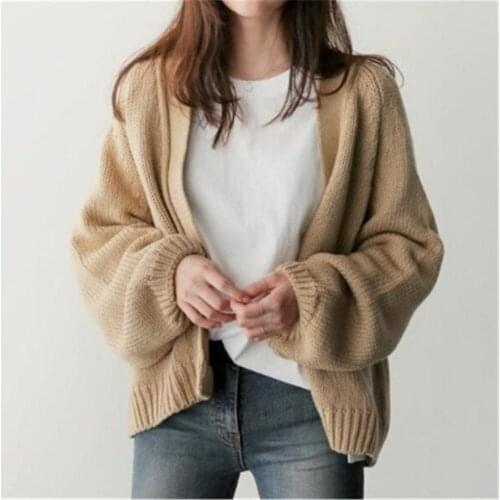 2020 New Casual Loose Long Sleeve Korean Fashion Sweater Sweater Cardigan Women Knitwear V Neck Womens Clothing Cardigan ZY5081