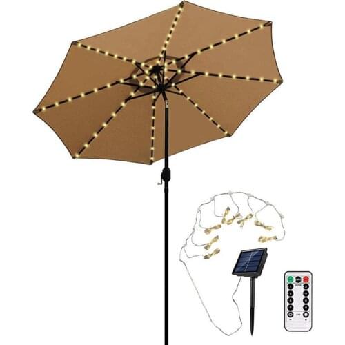 Solar Parasol Lighting with Remote Control 104 LED 8 Modes Fairy Lights Umbrella Light for Patio Outdoor Indoor Decorative Light
