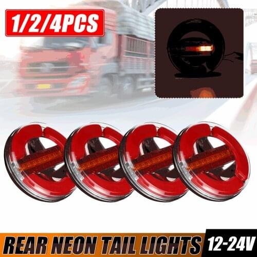 1/2/4pcs 24V LED Trailer Truck Tail Light Taillight Car Boat Bus Caravan Brake Light DRL Flowing Turn Signal Lamp Strobe Lights