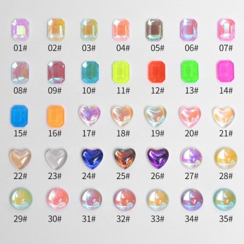 20pcs Nail Art Flat Back Acrylic Iridescent Candy Colors Rhinestones For Nail Tips Decorations