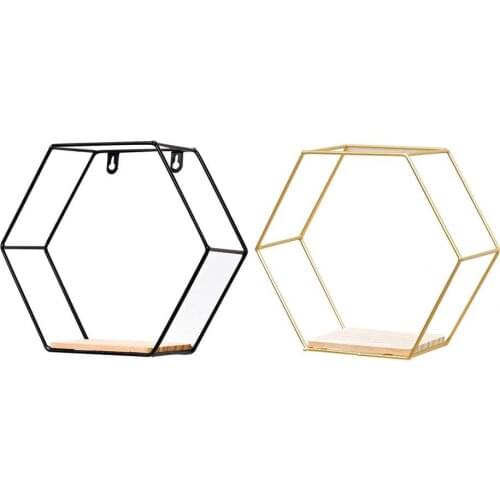 2021 Morden Nordic Hexagonal Iron Stand Small Pot Wall Shelving Holder Home Shelf Storage Holder Decorative Shelves