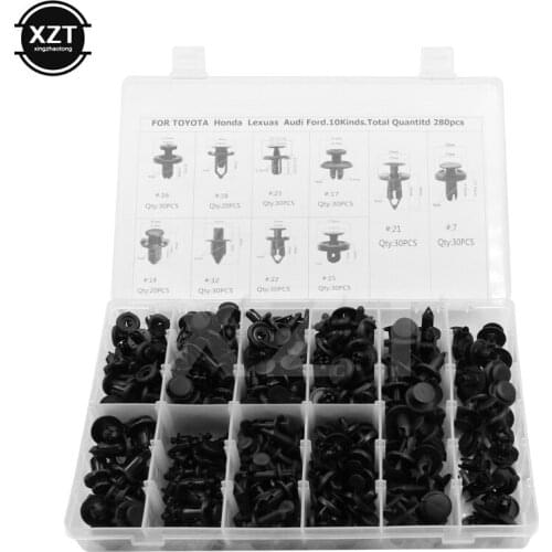 280PCS Mixed Special Car Fender Bumper Nylon Rivet fixed Clip Fastener with Box for Honda TOYOTA Lexus Audi Ford Clips Newest