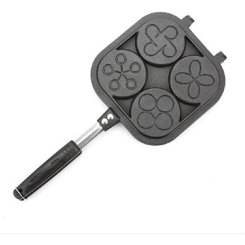 Aluminum Medical Stone Four-Hole Wheel Cake Waffle Mold Breakfast Non-Stick Egg Dumpling Mold Frying Pan Kitchen Tool JG3