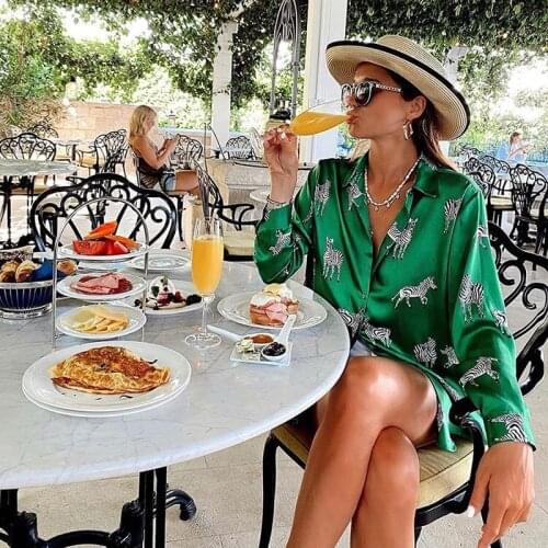 Ardm Spring 2021 Fashion Animal Print Loose Blouse Women Vintage Long Sleeve Button-up Female Shirts Blusas Office Ladies Tops