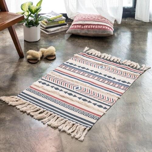 Braided Tassels Decorative Sofa Rugs kitchen Bedside Area Rug Soft Machine Wash Bath Mat Living Room Carpet