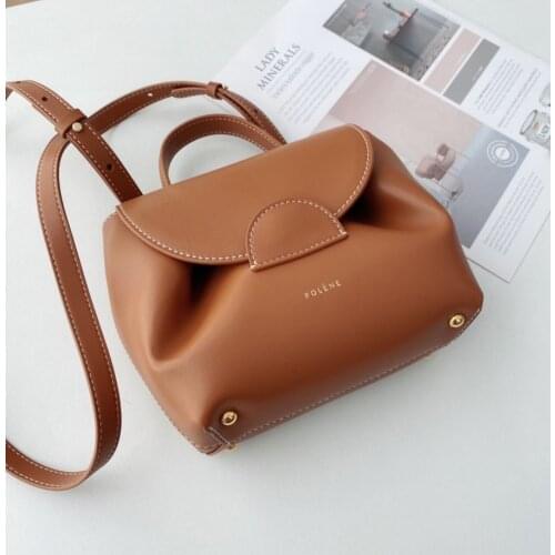 Homemade French niche one-shoulder diagonal mini pillow bag fashion portable dumpling bag cowhide retro tote bag for female