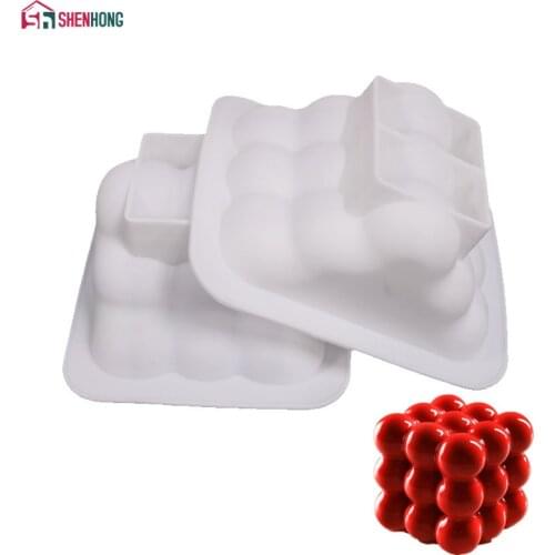 SHENHONG 2PCS/SET Spheres Geometric Desserts Cake Mould Mold Silicone Art 3D Mousse DIY Baking Cookie Mould Bakery Brownie