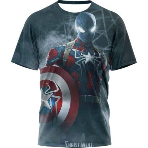 Marvel The Avengers Spiderman 2021 New Summer Mens Short Sleeve T-shirt 3D Printed T-shirt Casual Breathable Hip Hop T-shirt