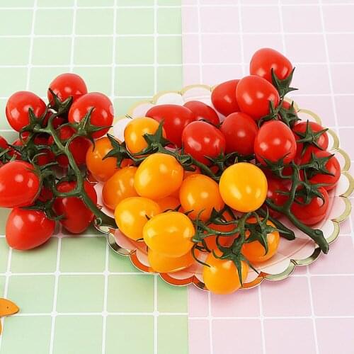 Artificial Tomato Fake Fruit Vegetable Realistic PU For Kitchen Ornament Artificial Fake Red Vine Tomato 19cm Fruit Vegetable