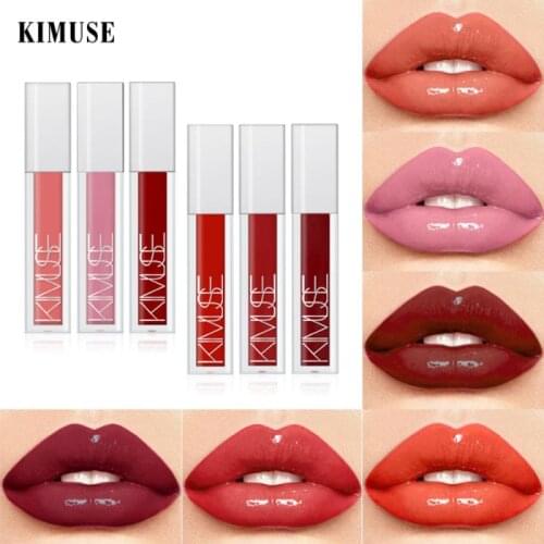 KIMUSE Mirror Glass Air Liquid Lipstick Non-stick Cup Moisturizing Lip Gloss Waterproof Long-lasting Red Sexy Lip Makeup TSLM2
