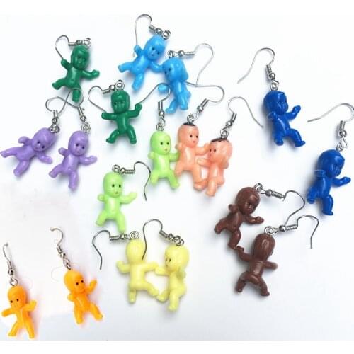 Cute Baby Doll Earrings for Women Fashion Handmade Color Mini Kid Toy Drop Earring Resin Dangle Ear Hook Girl Jewelry Child Gift