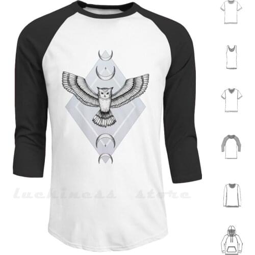 Mystic Owl Hoodies Long Sleeve Owl Mystic Animal Witchy Magic Magical Moon Moons Star