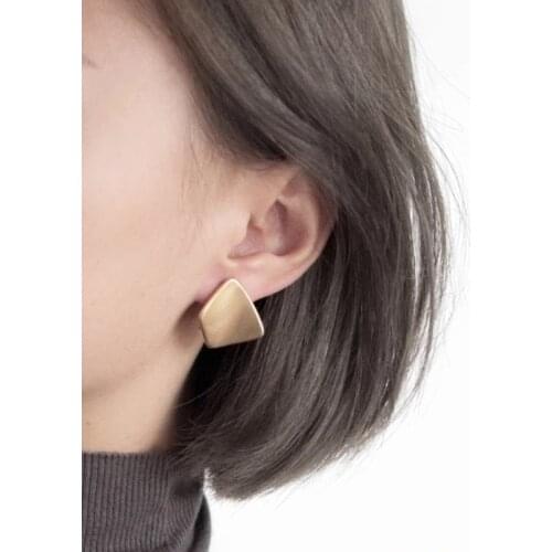 2020 New Trendy Irregular Shape Stylish Earring Stud for Women Golden Color Matte Texture Female Jewelry Accessories