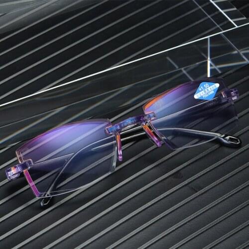 2019 New diamond trimming double light presbyopic glasses anti-blue light glasses elderly fashion reading glasses