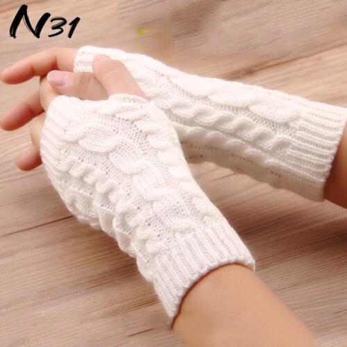 Autumn and Winter Outdoor Hand Warmer Gloves Crochet Knitting Faux Wool Mitten Fingerless Glove Arm Sleeve for Men and Women
