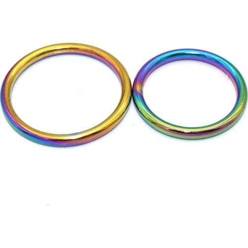 Rainbow O Rings Non Welded Metal Loops O Buckle Round Buckles Sliding O Rings Belt Strap Buckle for Purse Bag Strap Leather