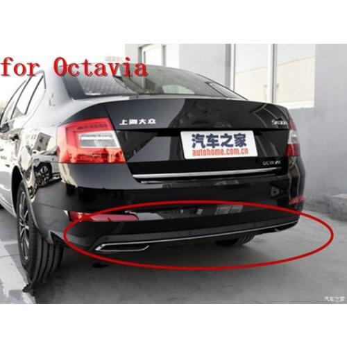 High Quality Black PP Rear Bumper Diffuser,Auto Car rear lip with chrome line for skoda Octavia 4dr or 5dr 2014 to 2017