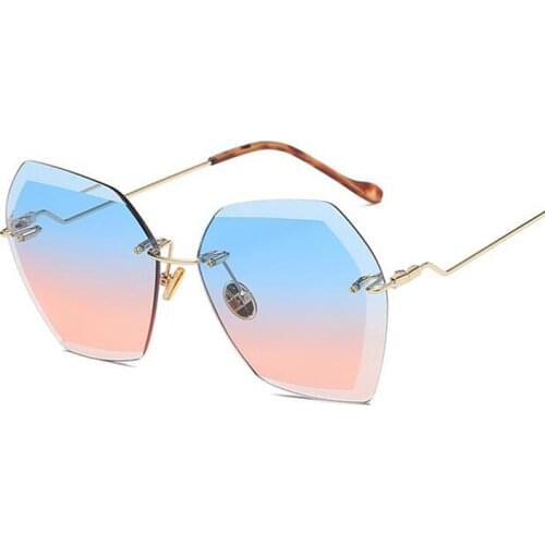 Luxury Vintage Rimless Sunglasses Tinted Lens Glasses Trendy Hipster Fashion Sunglasses For Women Sexy Frameless Oculos