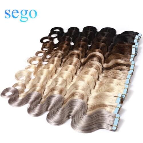 Sego 2.5g/pc 20pcs/40pcs Body Wave Tape In Human Hair Extension 100% Real Remy Natural Blonde Hair Extensions 14-24 Inch