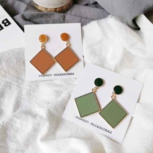 Clips on Earring Without Piercing Statement Resin Big Rhombus Geometric Square No Hole Clip Earrings Female Brincos