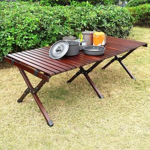 In stock Egg Roll Folding Table Home Outdoor Furniture Wooden Table For Camping Travel Garden BBQ Tables